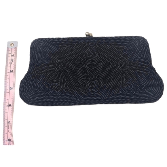 VTG 60s Silk Beaded Richere Bag by Walborg Clutch Hand Made in Japan Black - Picture 5 of 13